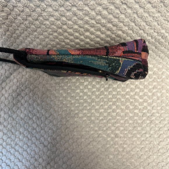 L O’Neill Tapestry Handbag Purse Magnetic Closure Black/Multi Bag - Picture 7 of 8